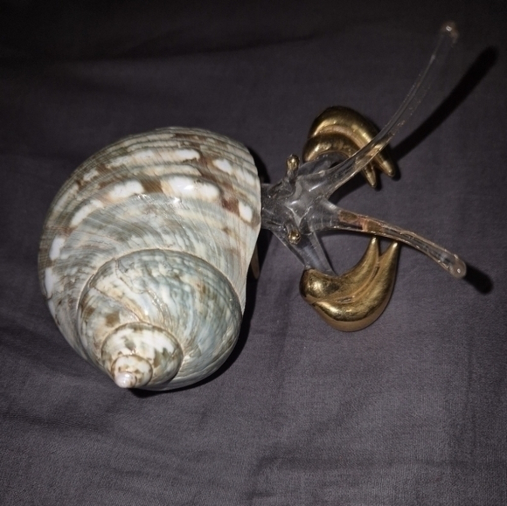 Glass Hermit Crab Snail Shell Sea Creature Decorative Figurine